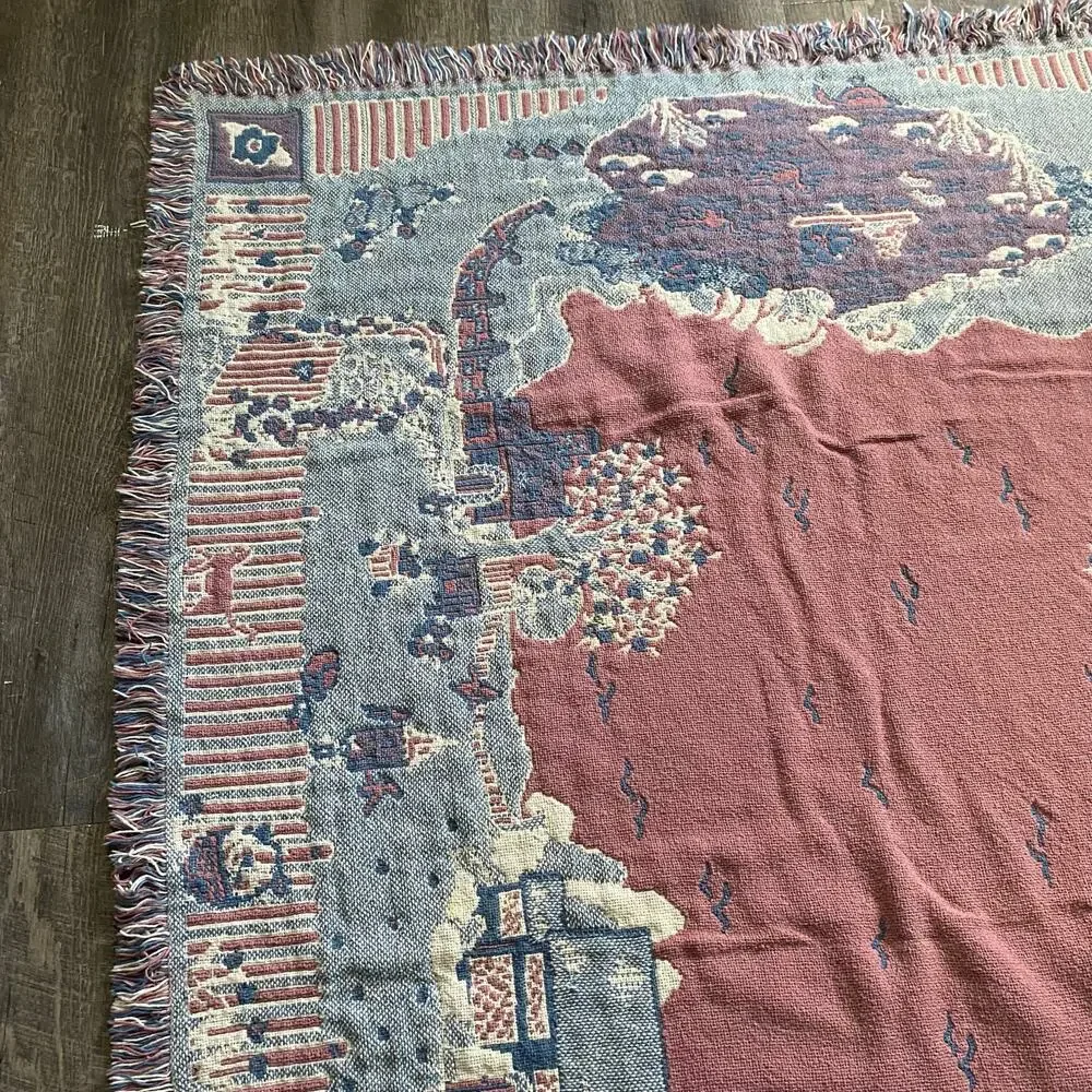 Tapestry Blanket Farm House Animals Pastel Colors 4ft by 5.8ft